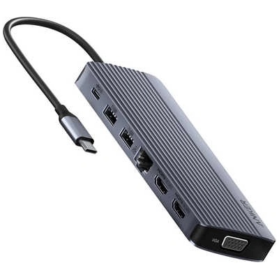 Anker Anker USB-C 8в1 хъб, USB-C, за 3 монитора, 5Gbps, сив (A83790A2)