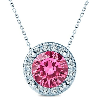 Savicki Náhrdelník biele zlato, ružový laboratórny diamant, laboratórne diamanty TIL-N-BR-050-LABPINK-B