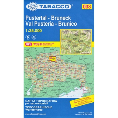 Pustertal Bruneck Val Pusteria Brunico 1:25 000 turistická mapa TABACCO 33