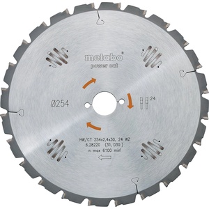 Metabo Нож за трион HW/CT 254 x 30 мм, 24 зъба (за KGS 254) 628220000 (628220000)