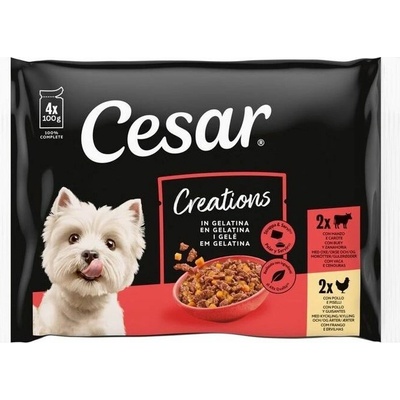 Cesar Creations hovädzie a kuracie v želé 4 x 100 g