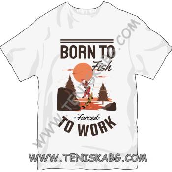 Fruit of the Loom Тениска - Born to fish 1