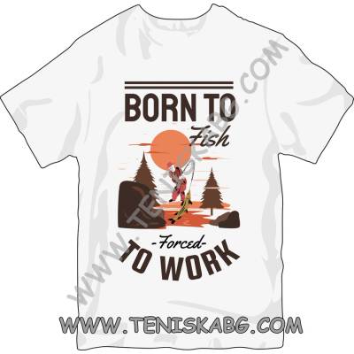 Fruit of the Loom Тениска - Born to fish 1