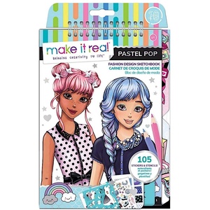 Make It Real Книжка със стикери и шаблони Make it Real - Pastel Pop, Моден дизайнер (3205) - baby