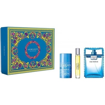 Versace Man Eau Fraiche Подаръчен комплект Тоалетна вода 100ml + Тоалетна вода 10ml + Део стик 75ml, мъже
