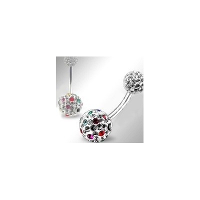 Piercingate piercing do pupíku s kuličkami s krystaly PBSW00059 čirá