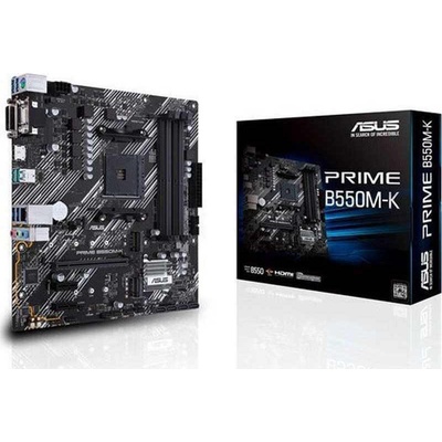 Дънна платка Asus PRIME B550M-K, AM4, B550, DDR4, PCI-E 4.0(HDMI&DVI), 4x SATA 6Gb/s, 2x M. 2, 4x USB 3.2 Gen1, 2x USB 3.2 Gen2, mATX (Prime B550M-K)