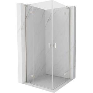 Mexen Mist-H L Duo кабина за душ с въртяща врата 75 x 75 см, прозрачна, четка никел (8A5L-075L-075P-97-00)