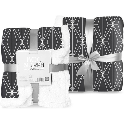 Faro Fleece deka s beránkem geometrie černobílá 150x200