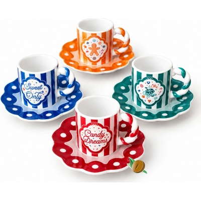 Bialetti Candyland šálky s podšálkami 4 x 80 ml