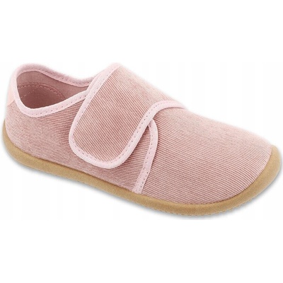 Befado detské barefoot papuče 904Y003 do školky na suchý zips ružové