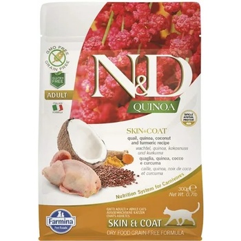 Image 1 of Farmina N&d cat grain free quinoa skin & coat quail, coconut - за чувствителен стомах, лъскава козина и здрава кожа, за котки над 1 година, с пъдпъдъче месо, киноа, кокос и куркума - 300 гр pnd0030017