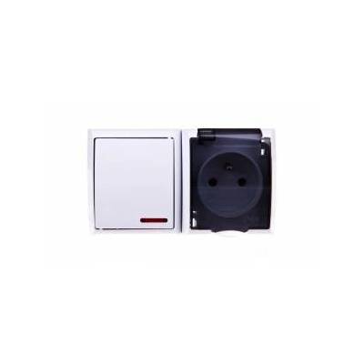 Ospel Hermetic Connector Single with illumination Wave + socket with/u flap white (Zh-L1SG/00/D)