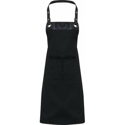 Premier Workwear Zástěra do kavárny s dekorativním lemováním z umělé kůže černá černá 70x81cm PW123