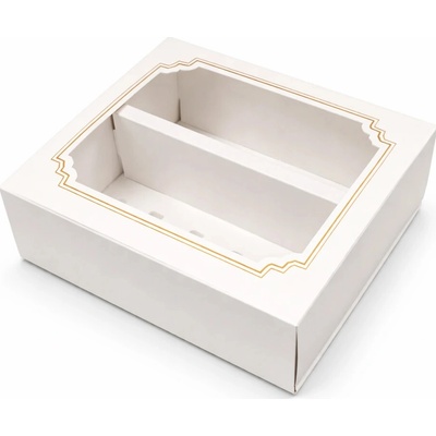 Cake Star Krabička na makronky bílá se zlatým rámečkem 15,5 x 12,5 x 5,2 cm (na 10 kusů)