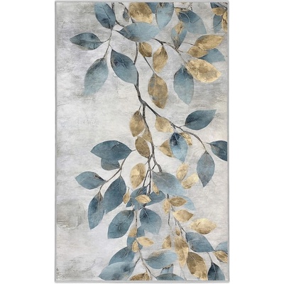 Mila Home Светлосиньо-златист килим подходящ за пране 120x180 cm Golden Leaves - Mila Home (HKC-DikHali-83-120x180)