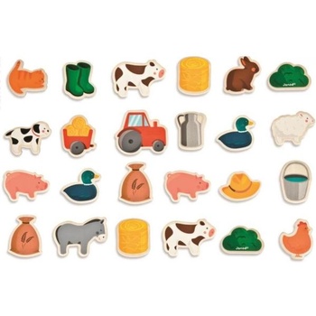 Janod Дървени магнити за деца Ферма 24 бр