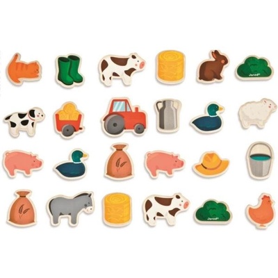 Janod Дървени магнити за деца Ферма 24 бр