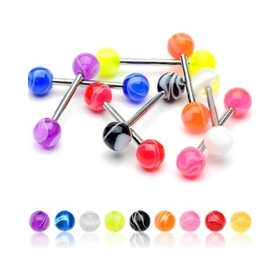 Šperky eshop piercing do jazyka barevná kulička W45.01 Fialová