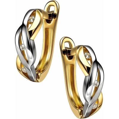 Zlaton Náušnice z kombinovaného zlata se zirkony visací 1.2cm 2.15g N11092500790