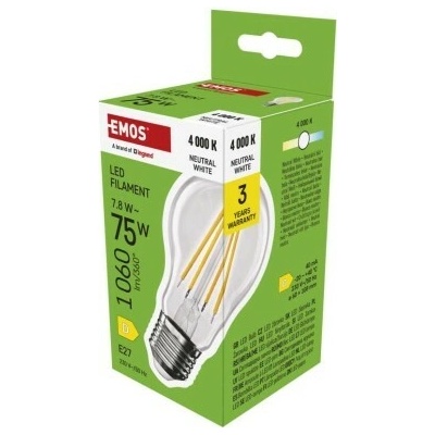 EMOS LED žárovka Filament A60 E27 7,8W 75W 1060 lm /