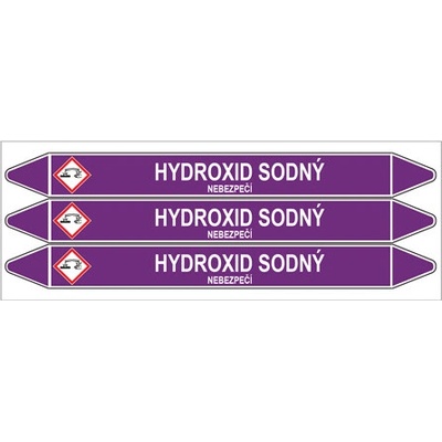 Značení potrubí, hydroxid sodný,3 ks, 355 × 37 mm PZ 007304