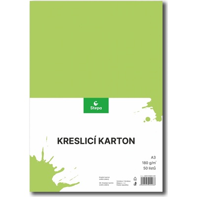 karton kreslící A3 180 g barevný 50 listů zelený – Zboží Dáma