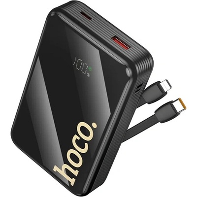 hoco. Q37A USB+Type-C гнездо 20000mAh, PD бързо зарядно устройство + фиксиран кабел Type-C/мълния, ЧЕРНО (Q37A)