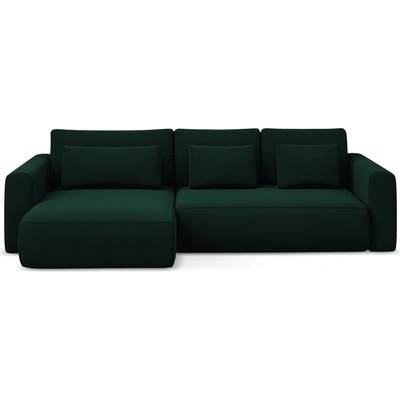 makamii Зелен кадифен разтегателен ъглов диван с място за съхранение (ляв ъгъл) Kapua - Makamii (KAPUA_LCF_M_3_P1_C24)