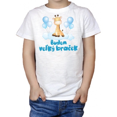 Fajntričko Kids detské tričko Žirafa Budem veľký braček biela