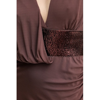 Herve Leger Рокля Herve Leger Lucille в кафяво дълга със стандартна кройка SEJ8524861 (SEJ8524861)