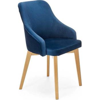 Halmar Трапезен стол toledo 2 меден дъб / тъмносин