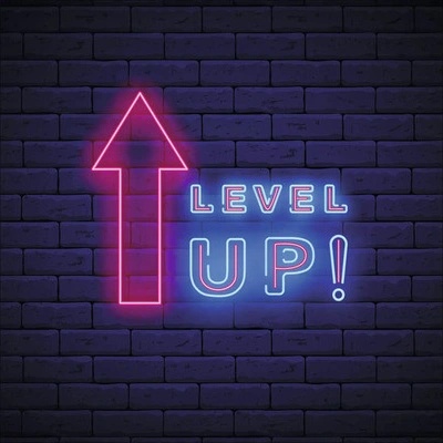 Sklenený obraz Neon Level Up 20x20 cm