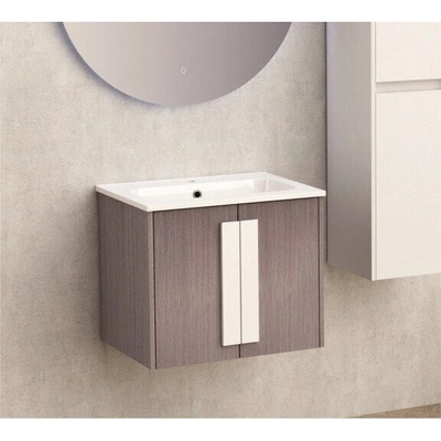 InterCeramic Конзолен шкаф за баня InterCeramic ICP 6451-2 с умивалник от смола - стенен модел, 61 см (ICP 6451-2)