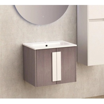 InterCeramic Конзолен шкаф за баня InterCeramic ICP 6451-2 с умивалник от смола - стенен модел, 61 см (ICP 6451-2)