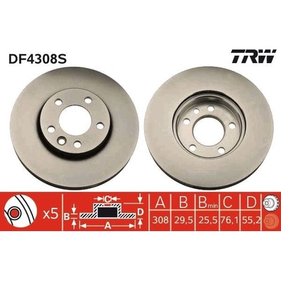 Brzdový kotúč TRW DF4308S