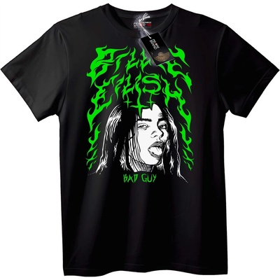 NOONEBRAND Тениска с лош герой и зелени пламъци - 7XL, Black