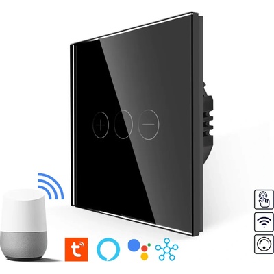 Revolo Touch WiFi dotykový stmievač trojtlačidlový č.1 - Čierny