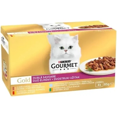 Purina Gourmet Gold Double Pleasure мокра храна за котки мултипак хапки двойно удоволствие 4бр х 85gr