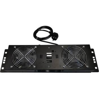 Image 1 of MIRSAN Вентилаторен блок за 19" шкаф, 2 вентилатора, on-off, черен (MR.FAN2WON.01)