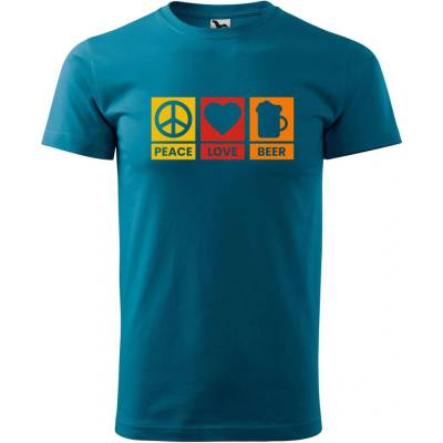 Dobrý Triko pánské tričko Peace Love beer Petrolejová – Hledejceny.cz