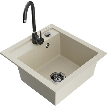 Mexen Vito мивка от гранит 1-камерна с кухненски смесител Telma, бежов - 6503-69-670200-70 (6503-69-670200-70)