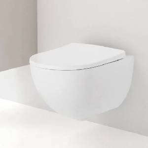 Geberit Стенна тоалетна чиния Geberit Acanto Rimfree с капак с плавно затваряне (500.600.01.2+500.605.01.2)