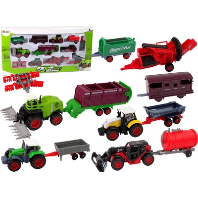 mamido Set poľnohospodárskych vozidiel traktor 12 kusov kov