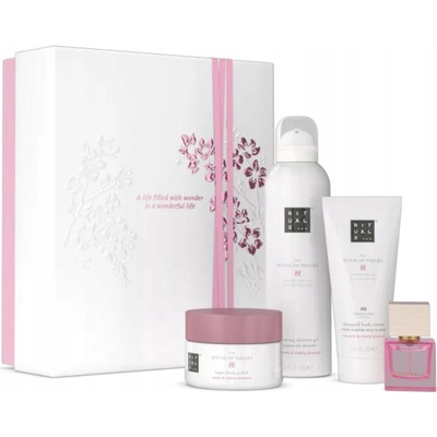 Rituals The Ritual of Sakura sprchová pěna 200 ml + tělový peeling 125 g + tělový krém 100 ml + svíčka 140 g dárková sada