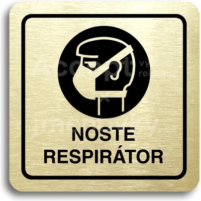 ACCEPT Piktogram noste respirátor - zlatá tabulka - černý tisk
