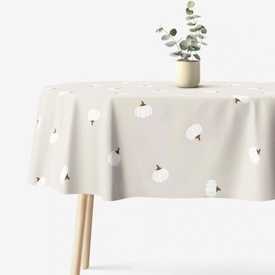 Goldea oválny obrus 100% bavlnené plátno tekvice na krémovom 140 x 240 cm