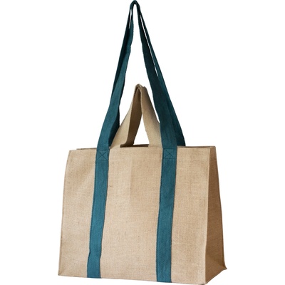 Pebbly Чанта за пазаруване NBA210 41 см, бежов / зелен, памук, Pebbly (PEBB3760132815541)