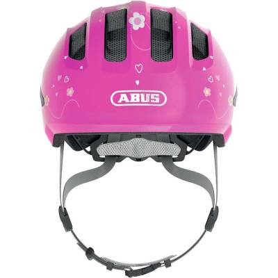 ABUS children's helmet Smiley 3.0 - bicycle helmet with a deep fit, child-friendly designs & space for a braid - for girls and boys - pink with butterfly pattern, size S - 67257