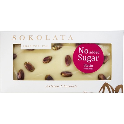 SOKOLATA AGAPITOS Bílá s pistáciemi a stévií 100 g